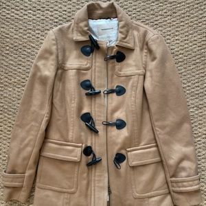 Camel front button pea coat